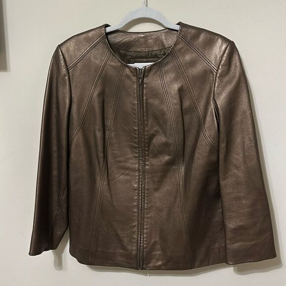 VINTAGE Preston York Lamb Skin Leather Jacket Womens Medium - Picture 1 of 5